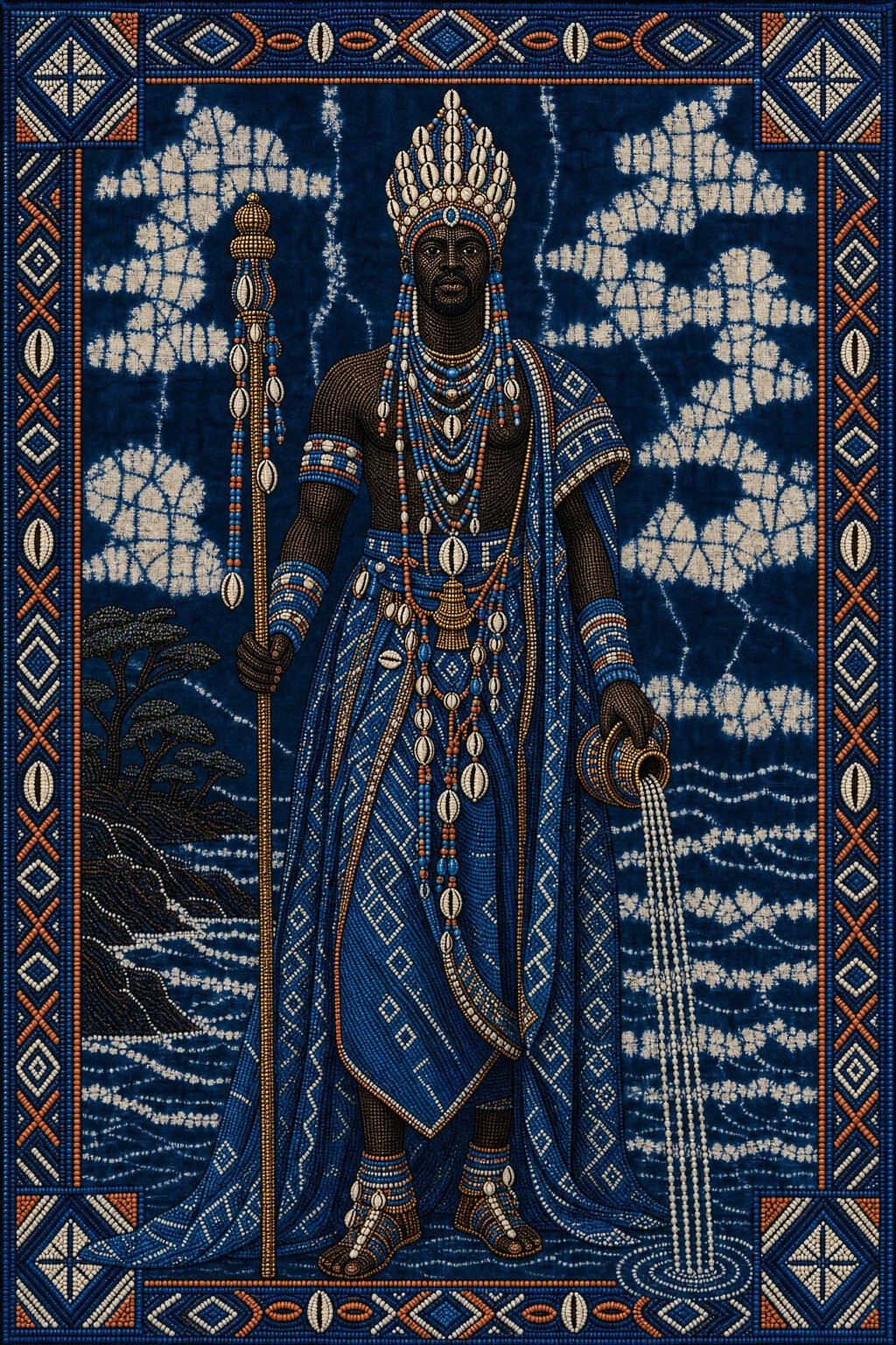 The River Crown — Indigo & Beadwork