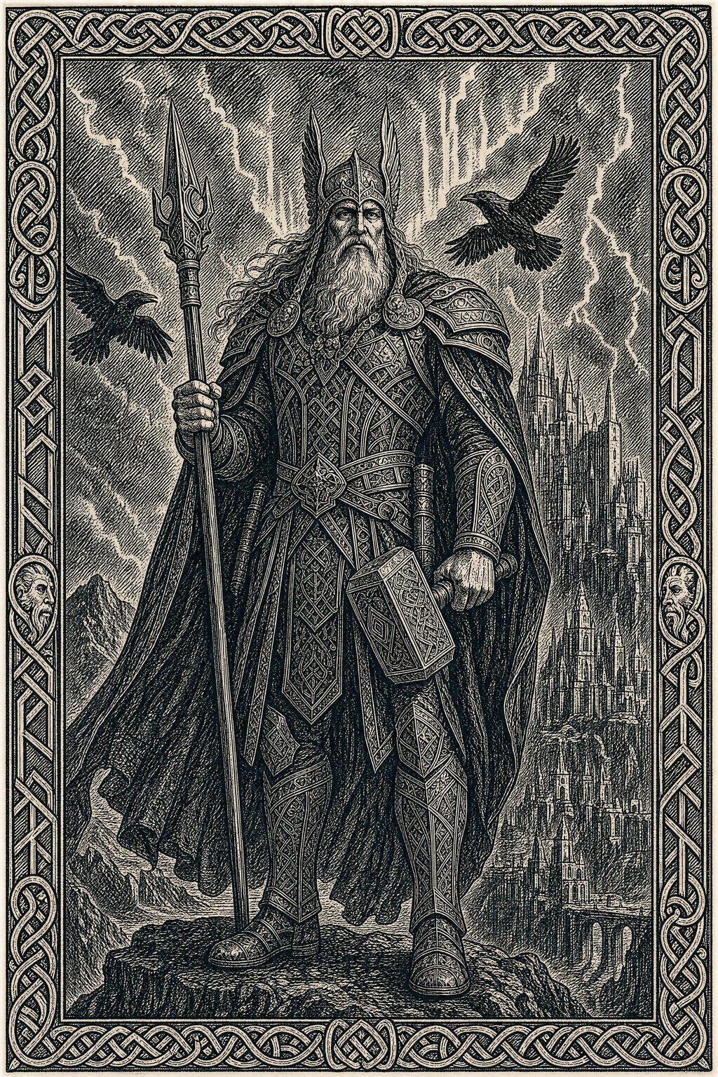 Asgard — Saga Woodcut