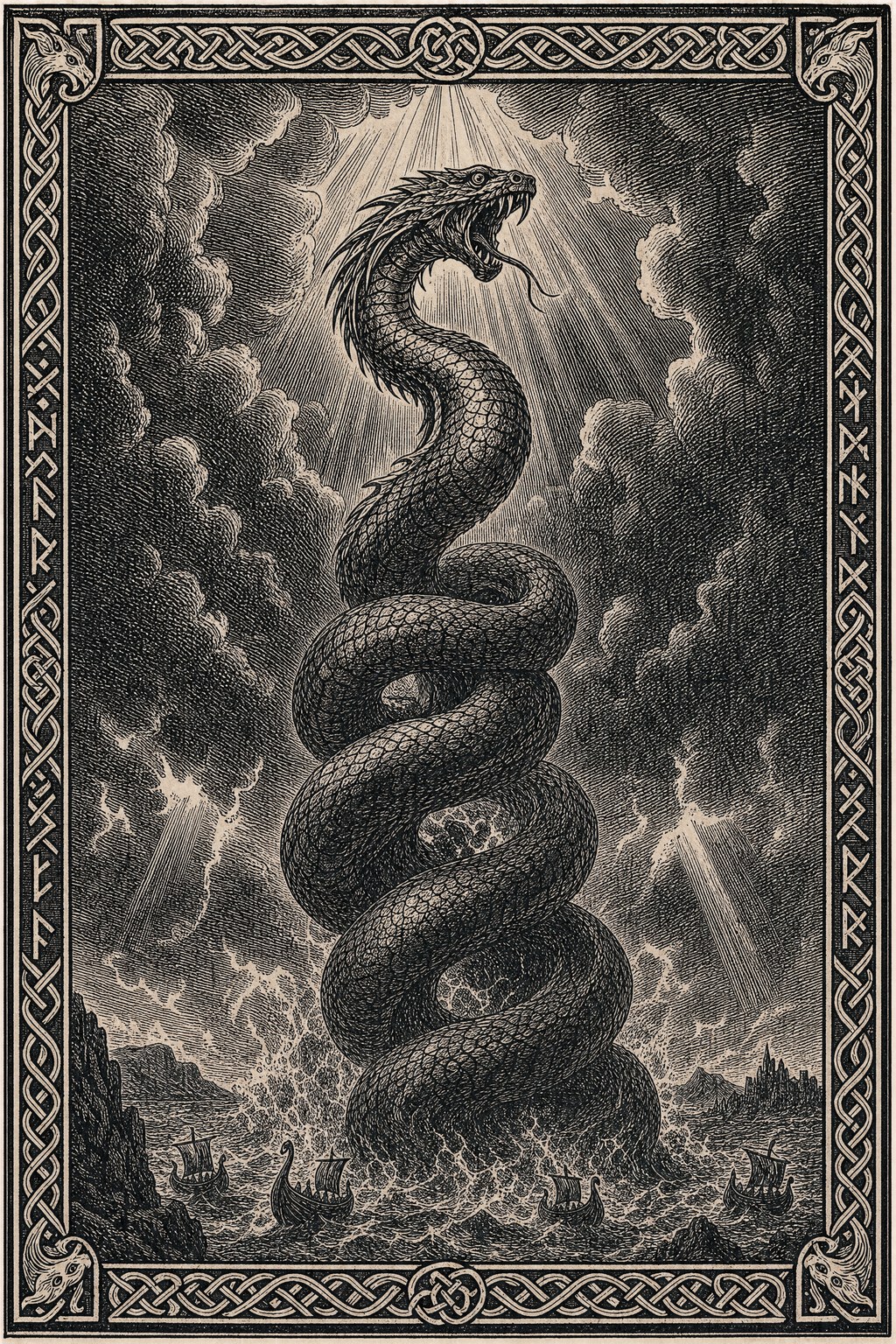 Jörmungandr — Saga Woodcut