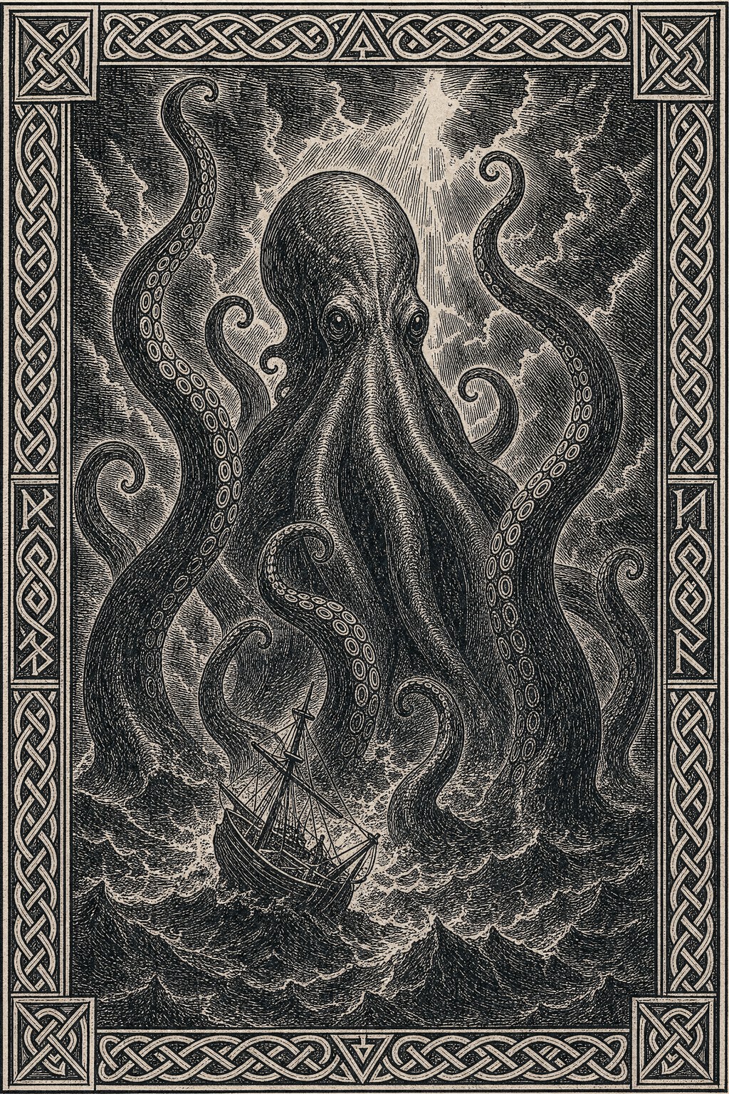 The Kraken — Saga Woodcut