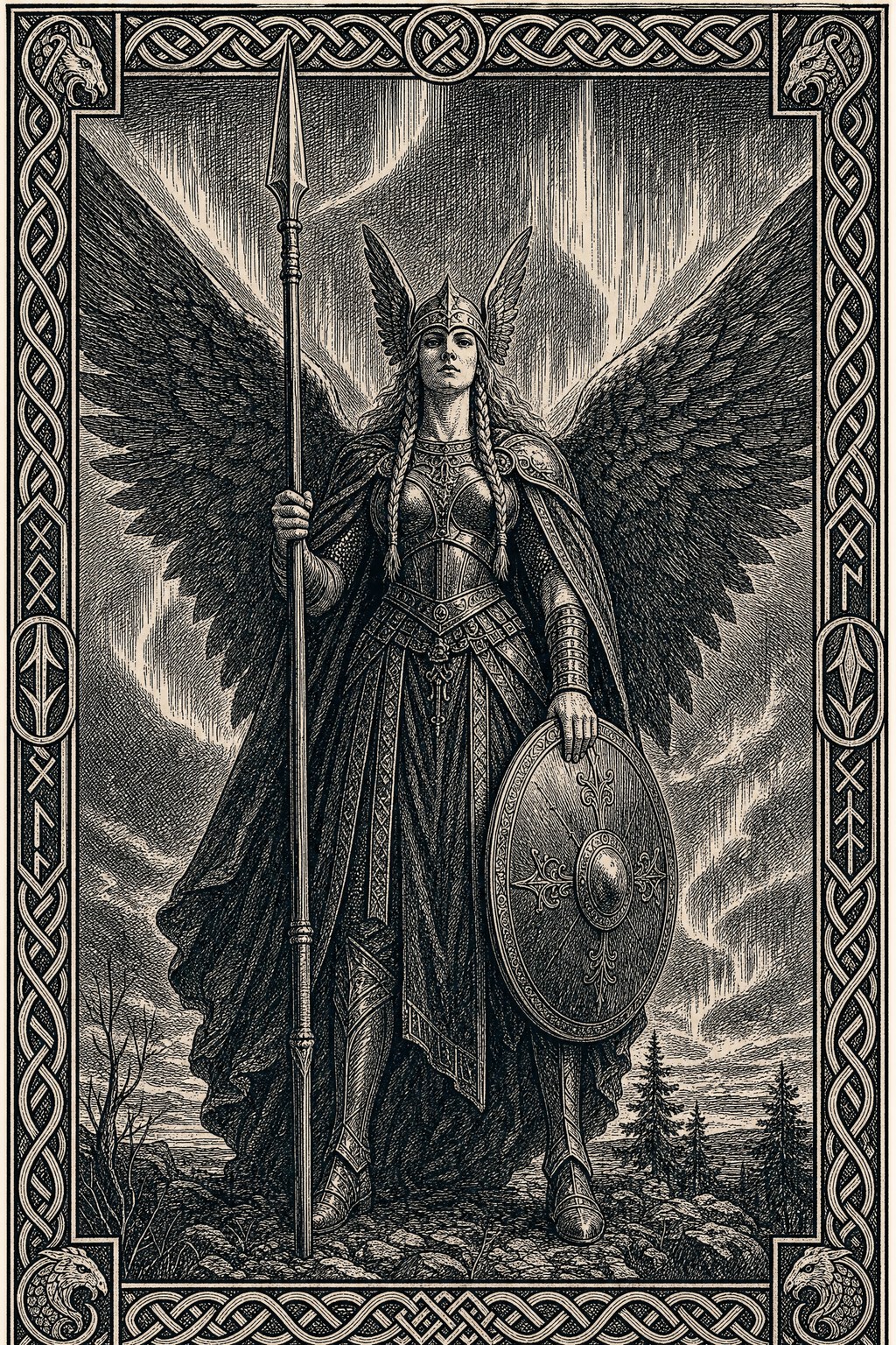 The Valkyrie — Saga Woodcut