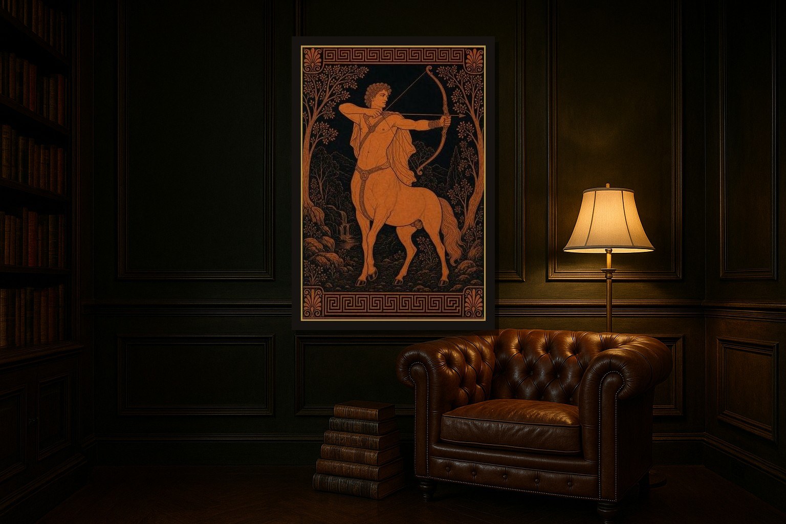 The Centaur hanging framed in a room