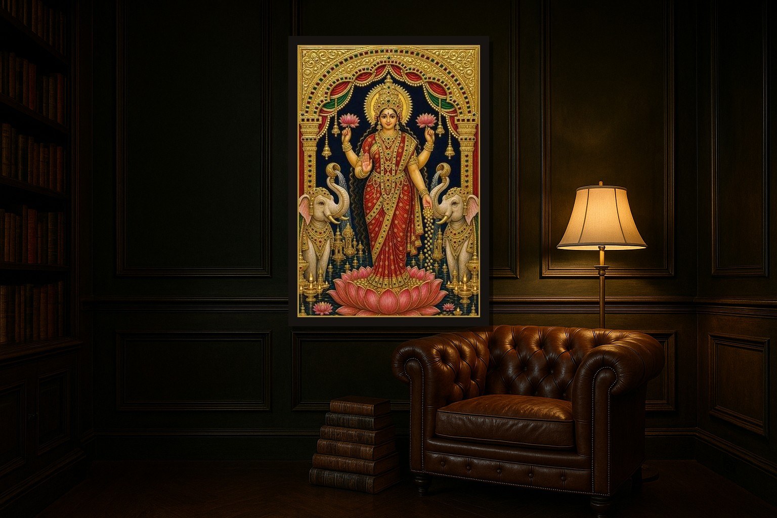 Lakshmi hanging framed in a room