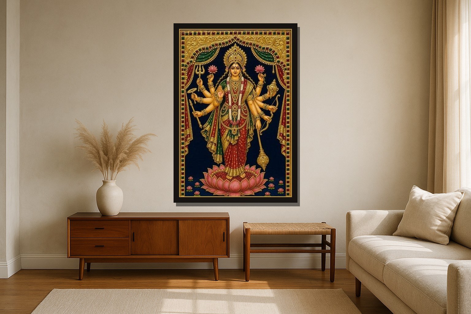 The Vedas hanging framed in a room